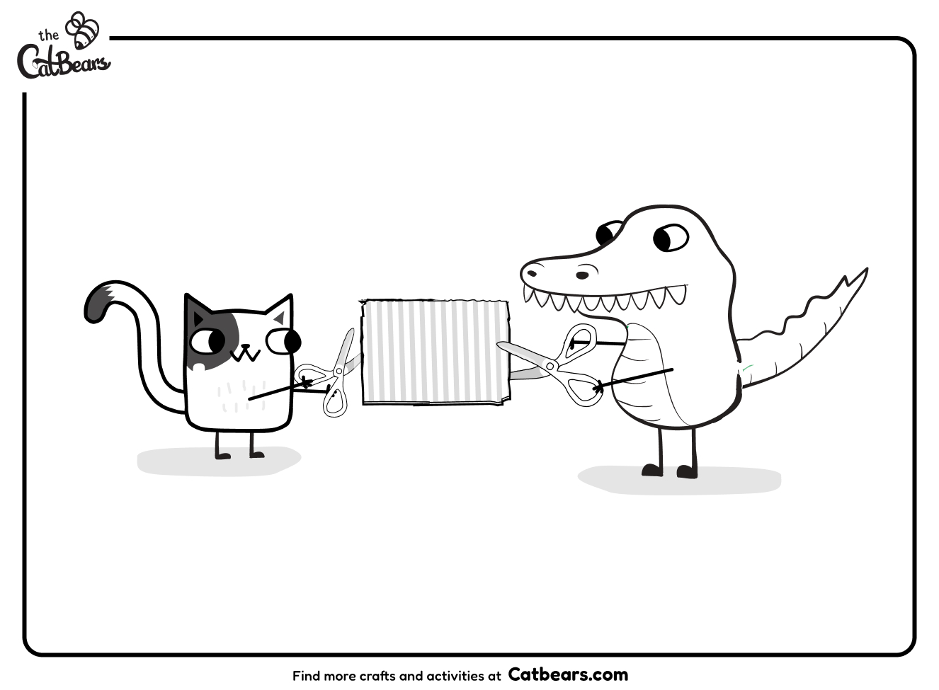 Catbears 友情涂色页——小猫与鳄鱼